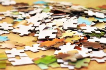 Puzzle pieces on the table