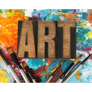 image of the word Art surrounded by art materials