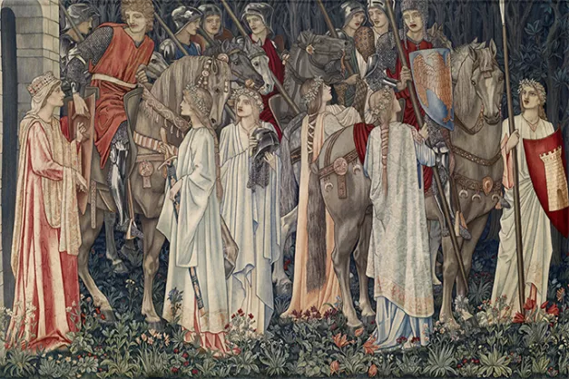 Tapestry depicting knights on horseback