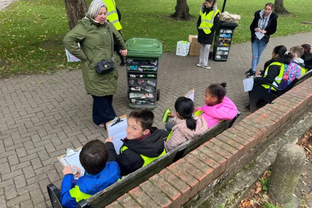 Children listen to recycling talk