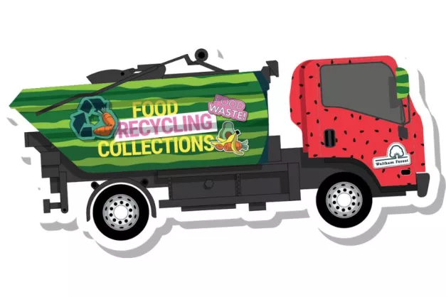 Mock-up of watermelon design recycling truck