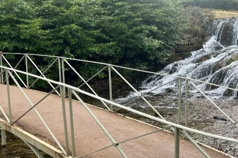 Bridge over a waterfall