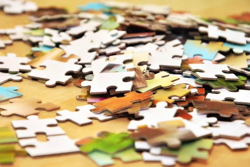 Puzzle pieces on the table