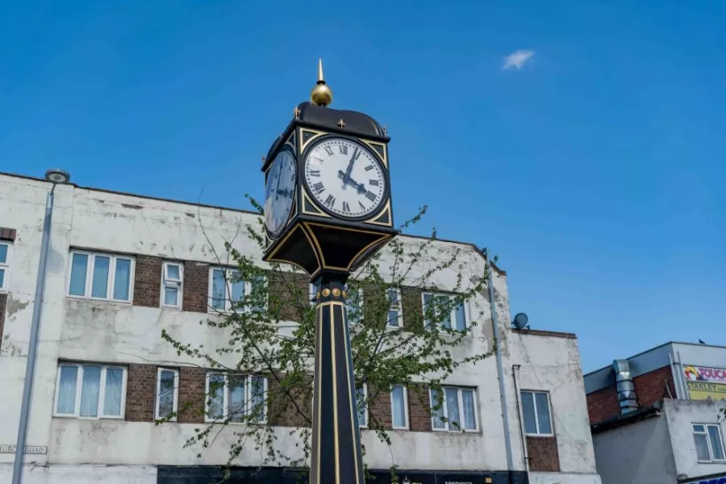 Image of the clock at the junction of Lea Bridge Road, Markhouse Road and Church Road 