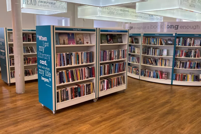 Picture of bookshelves in Leyton Library