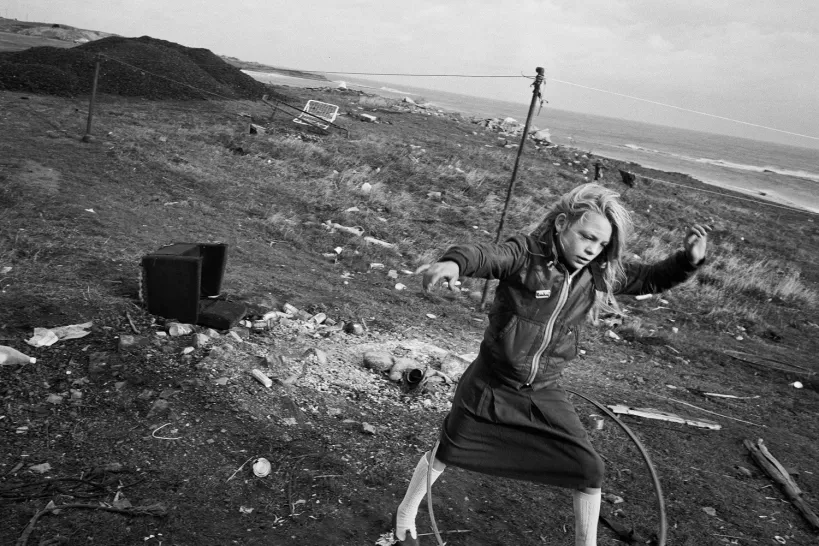Helen and Hula-hoop, Seacoal Camp, Lynemouth, Northumberland (1984)