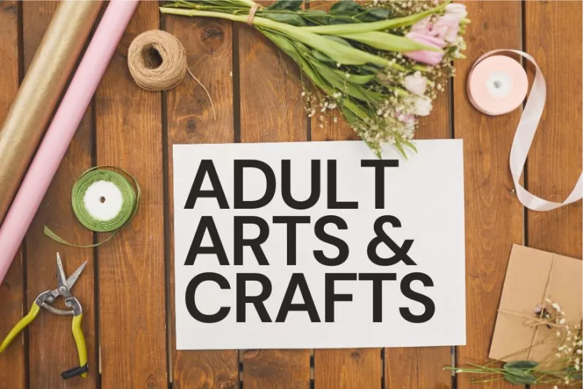 adults arts and crafts sign 