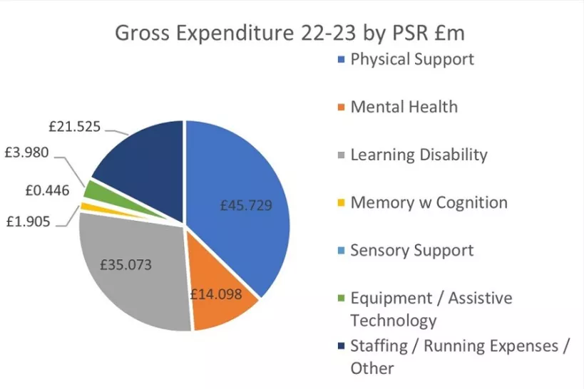 Chart for Gross Expenditure 2022 to 2023 by PSR