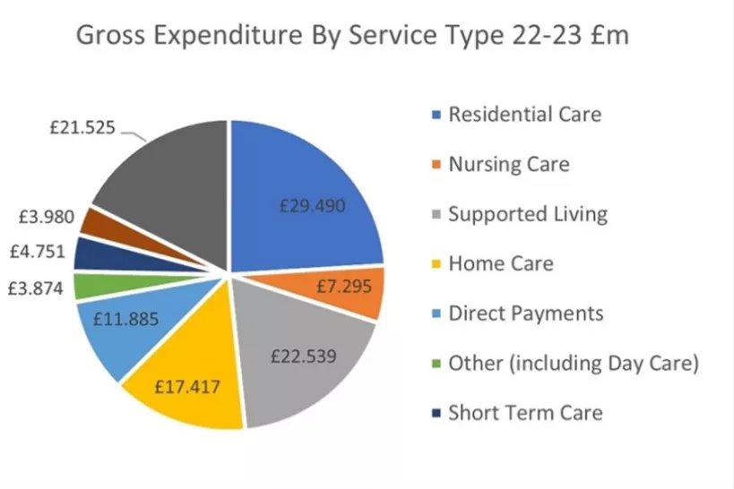 Chart for Gross Expenditure by Service Type 2022 to 2023